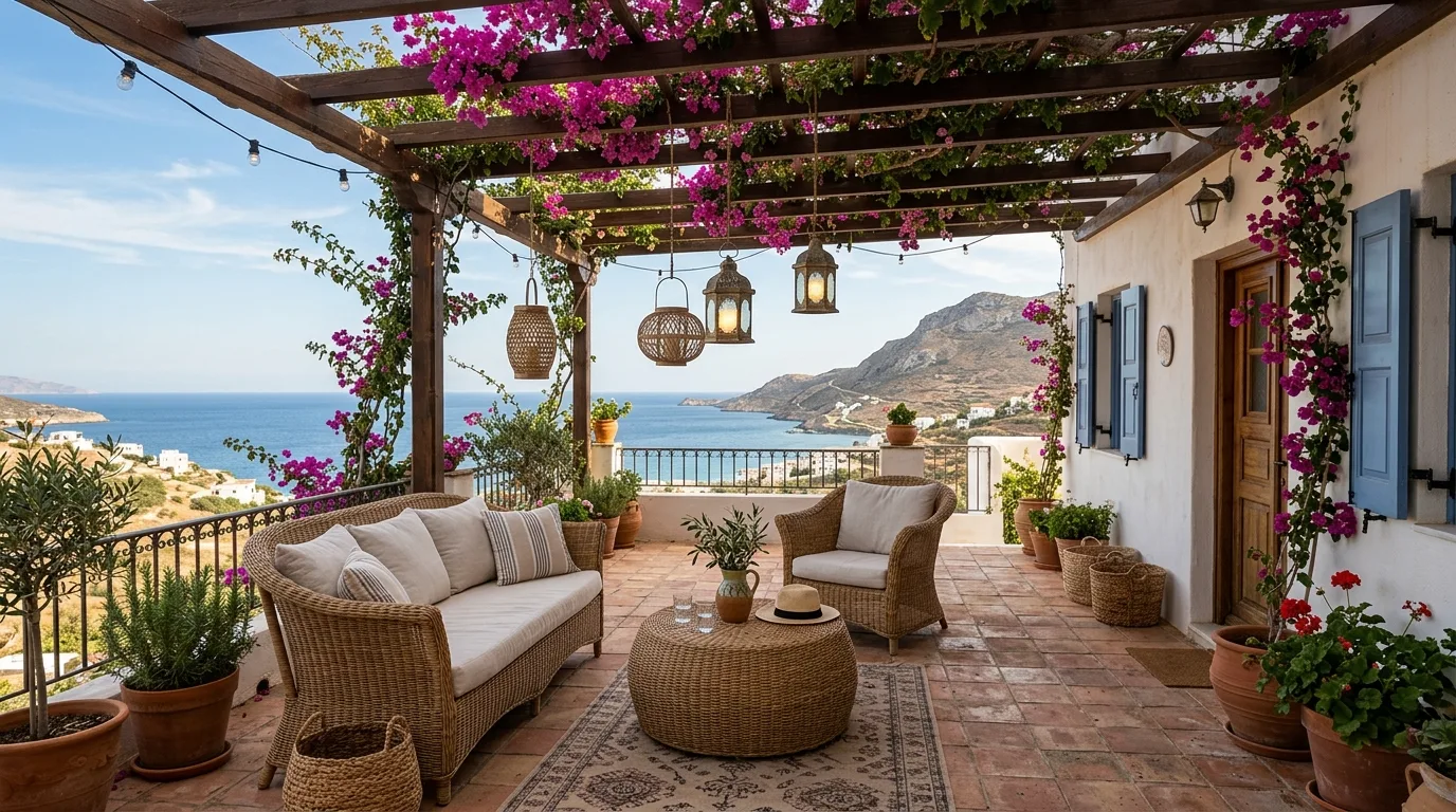 Mix linen upholstery with rustic materials inspiration for a Spanish-style home.